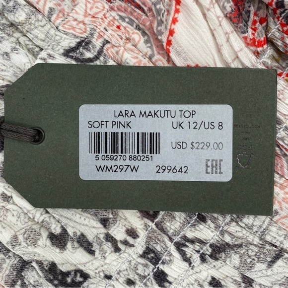 All Saints Lara Makutu Off The Shoulder Top Size 8 NWT - Picture 6 of 9